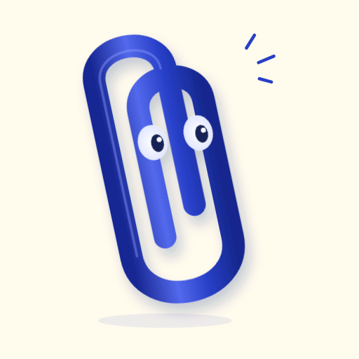 McClipFace icon: a blue paper clip with eyes